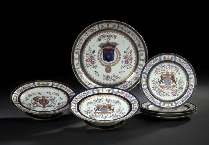 Appraisal: Suite of Four Samson Armorial Porcelain Salad Plates th century