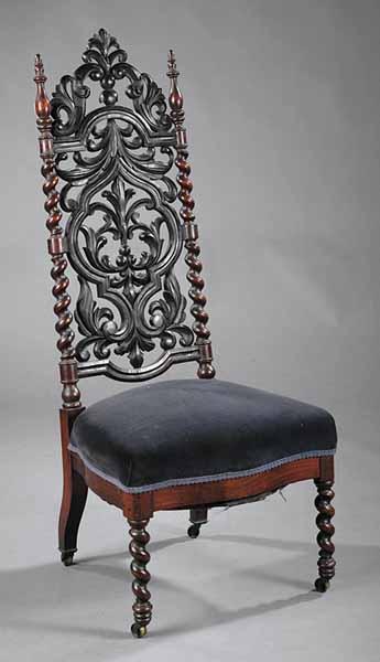 Appraisal: An American Gothic Carved Rosewood Hall Chair mid- th c