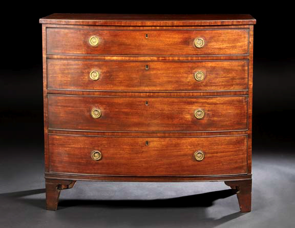 Appraisal: Regency Mahogany Bowfront Chest early th century the bowed top