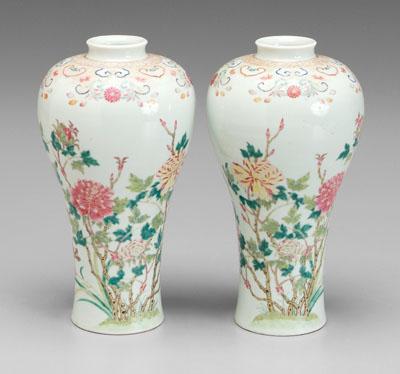 Appraisal: Pair Chinese famille rose vases meiping form mirror images of