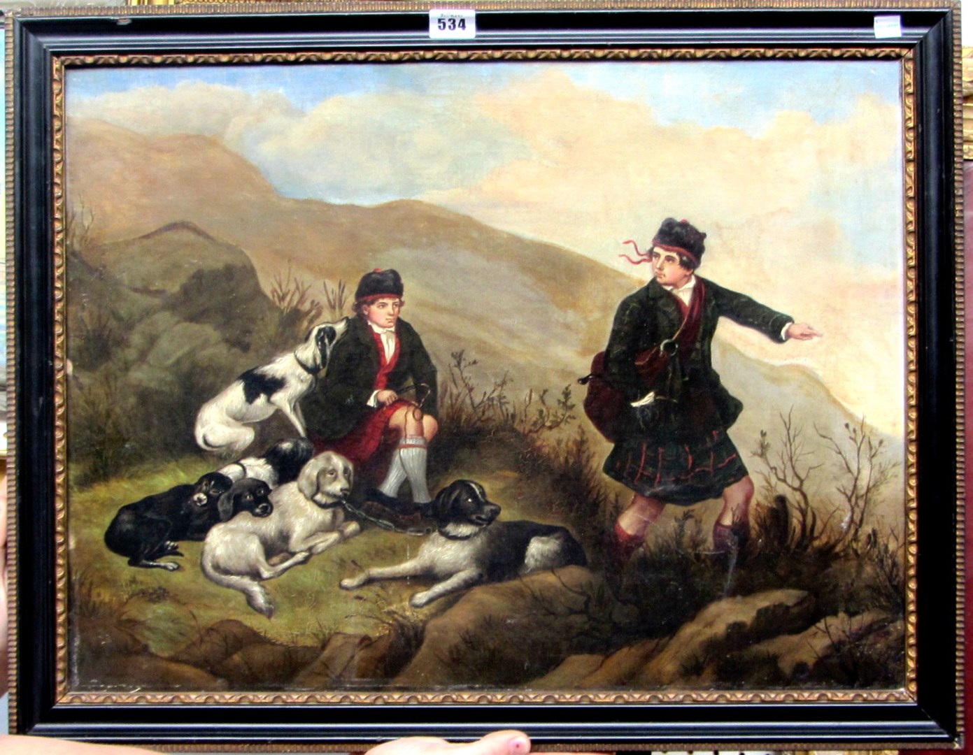 Appraisal: Manner of Sir Edwin Landseer Gillies in the Highlands oil