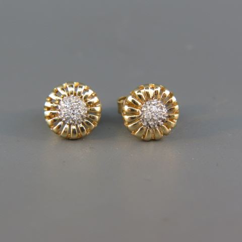 Appraisal: Diamond Earrings each with four diamonds in floral style yellow