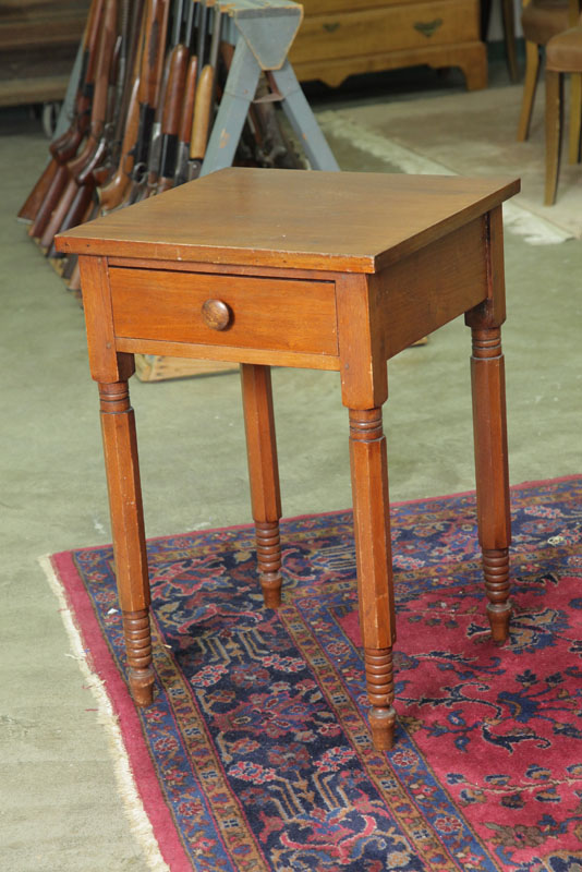 Appraisal: ONE DRAWER STAND Walnut with a single board top wooden