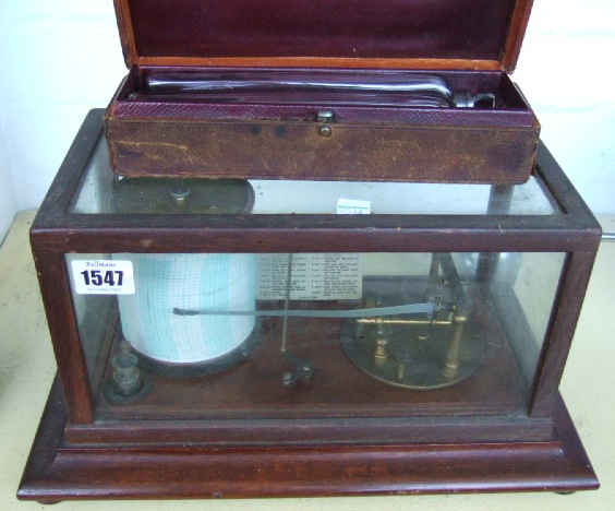 Appraisal: An oak cased barograph circa on a shaped base and