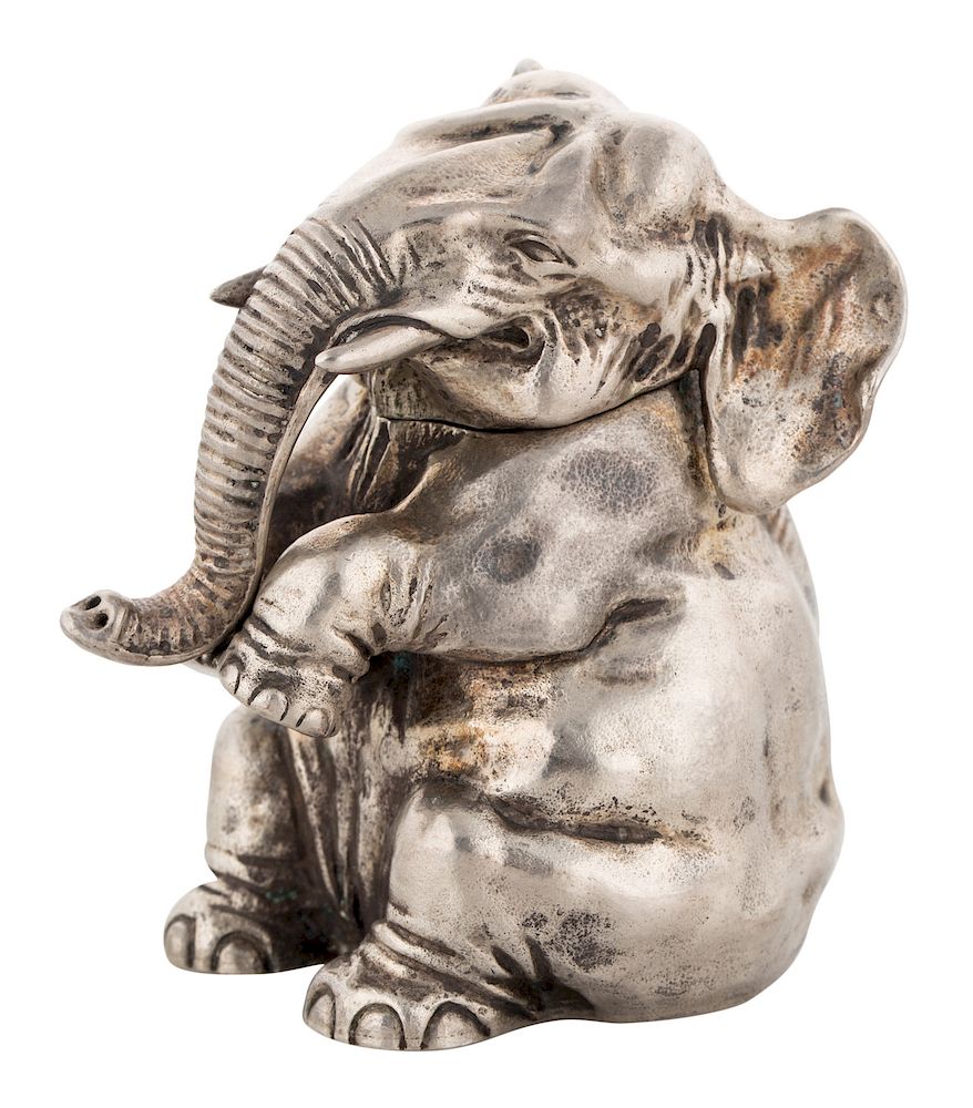 Appraisal: A FABERGE SILVER TABLE LIGHTER FORMED AS A SEATED ELEPHANT