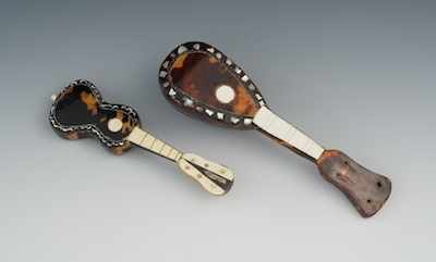 Appraisal: Two Naples Tortoise Bone and Mother of Pearl Miniature Instruments