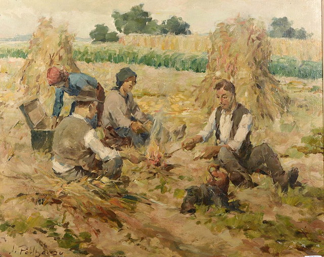 Appraisal: th Century Continental SchoolFarmers eating their lunch in the fields