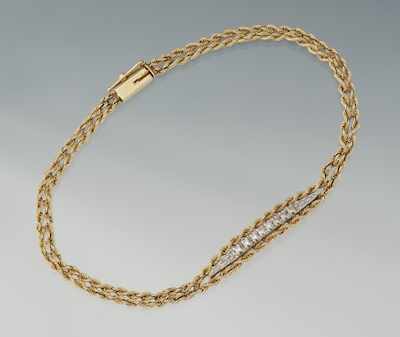 Appraisal: A Ladies' Vintage Rope Design Gold and Diamond Bracelet k