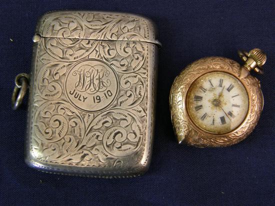 Appraisal: Silver Vesta case and a heart shaped dress fob watch