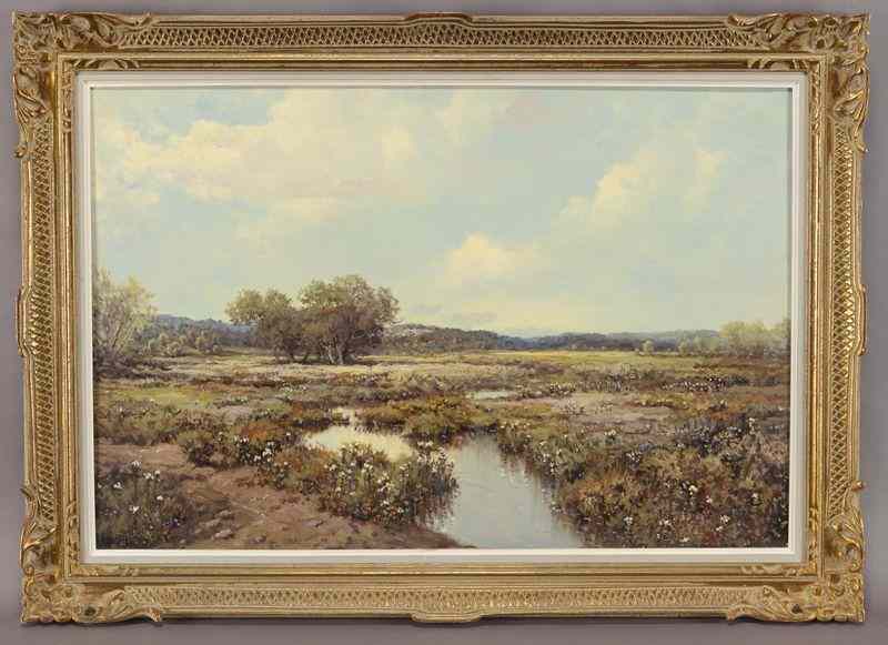 Appraisal: A D Greer ''Texas Landscape'' oil painting oncanvas Canvas ''H