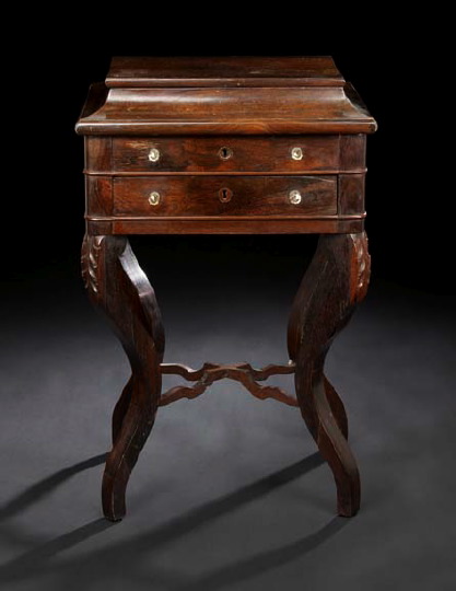 Appraisal: American Rococo Revival Rosewood Work Table third quarter th century