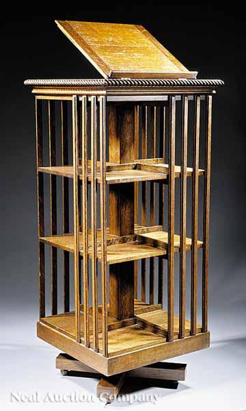 Appraisal: An American Innovative Oak Revolving Bookcase late th c labeled