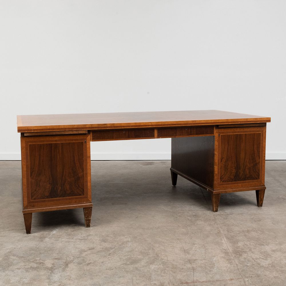 Appraisal: Carl Malmsten Inlaid Fruitwood and Burl Partners Desk One side