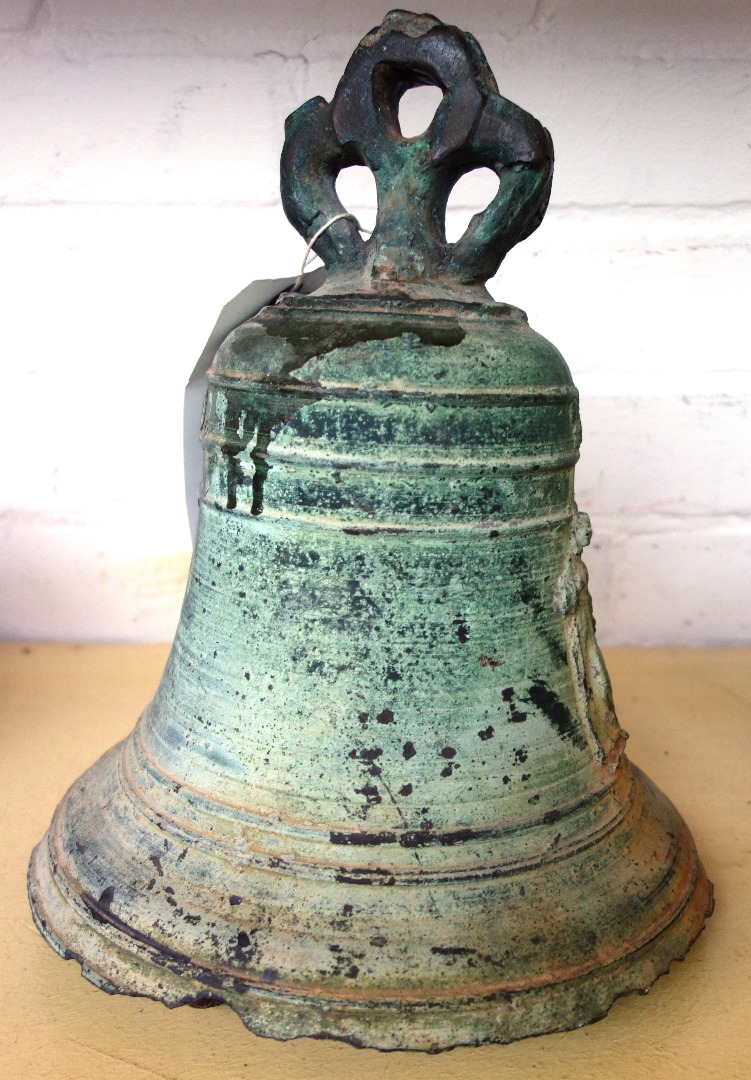 Appraisal: A th century style bronze ship's bell th century relief