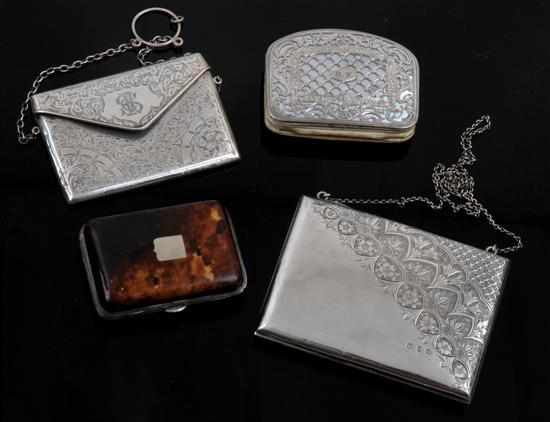 Appraisal: A collection of four antique card cases and change purses