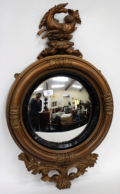 Appraisal: A REGENCY AND LATER GILT CIRCULAR CONVEX WALL MIRROR with