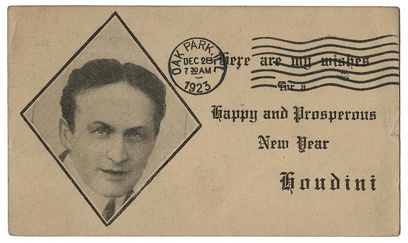 Appraisal: Houdini New Year Greeting Postcard Houdini Harry Ehrich Weisz Houdini