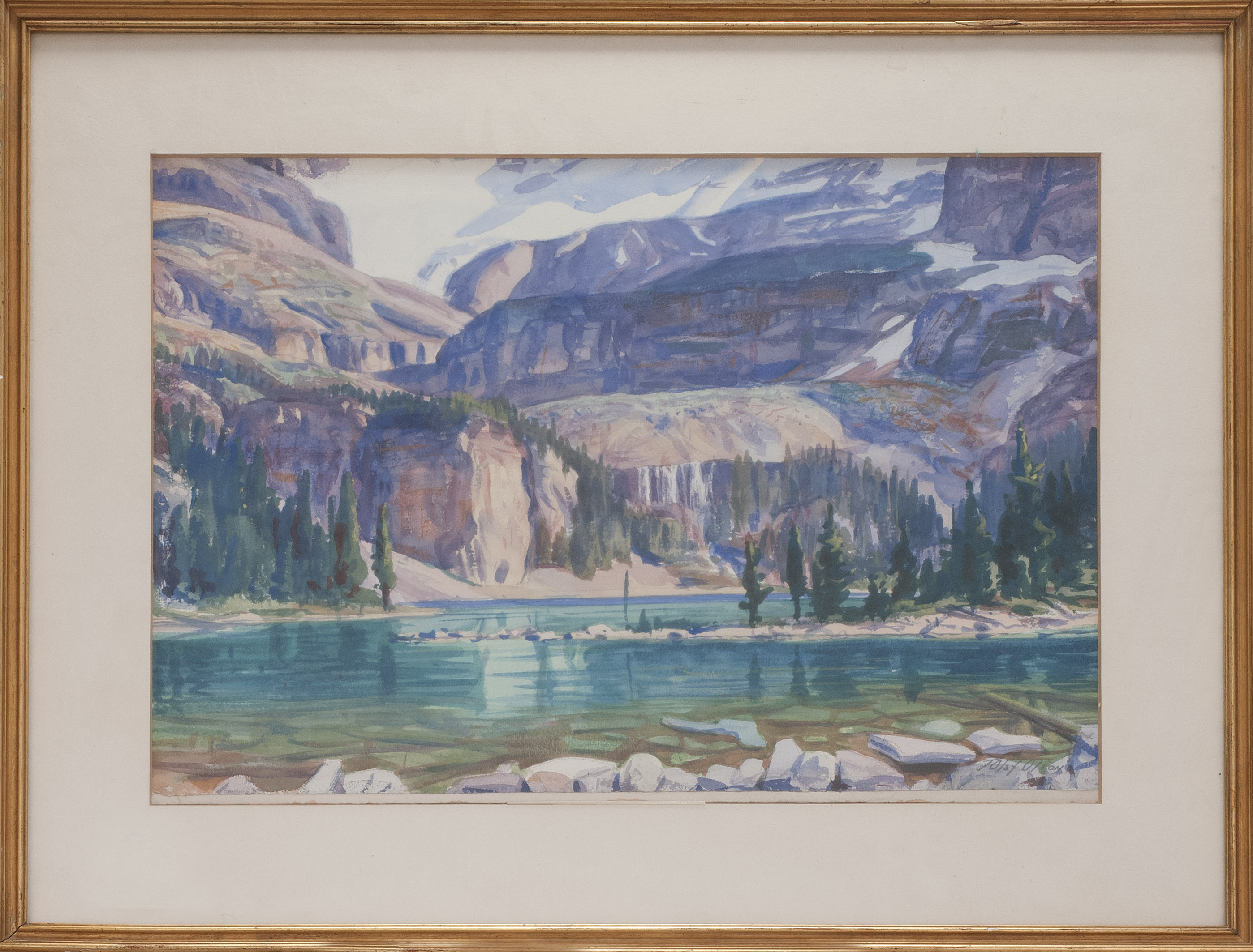 Appraisal: JOSEPH OLAF OLSONAmerican - Lake below ice-covered mountains Signed lower