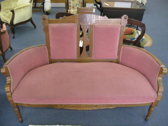 Appraisal: Victorian Loveseat carved walnut Eastlake style