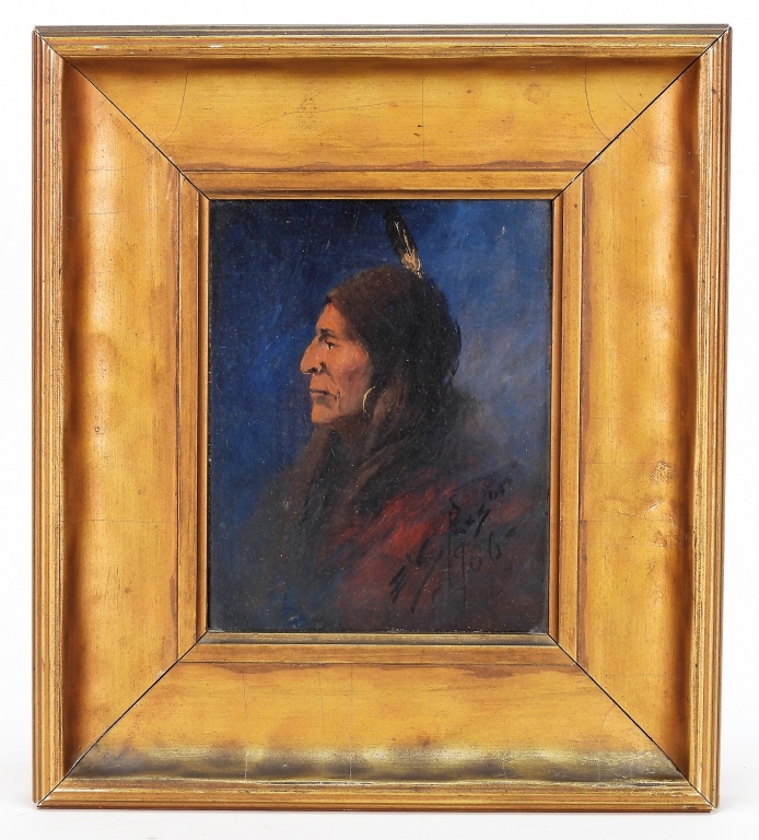 Appraisal: EDGAR S PAXSON NATIVE AMERICAN PORTRAIT PAINTING Montana - Depicts