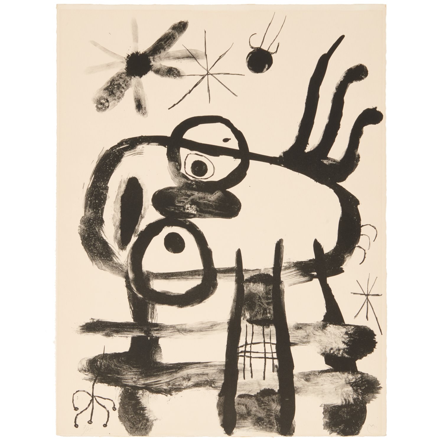 Appraisal: JOAN MIRO B W LITHOGRAPH Joan Miro Spanish - from