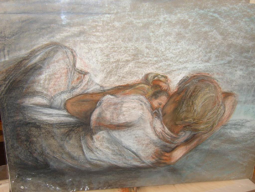 Appraisal: A collection of charcoal and chalk life drawing studies including