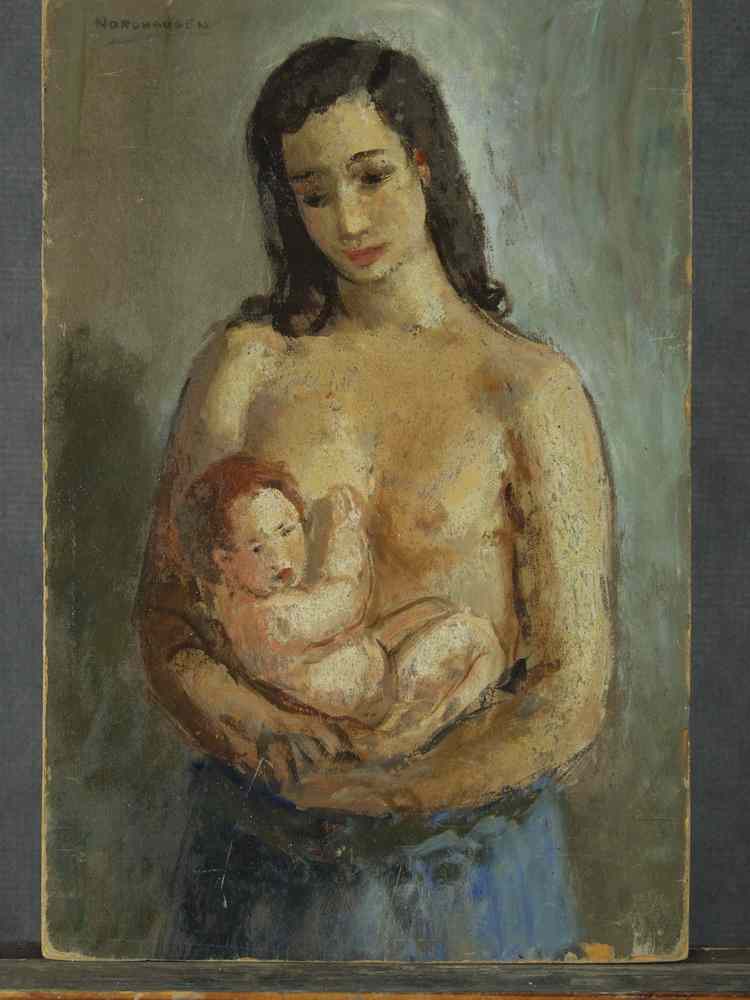 Appraisal: OOB - Mother breast-feeding child by August Henry Nordhausen NY