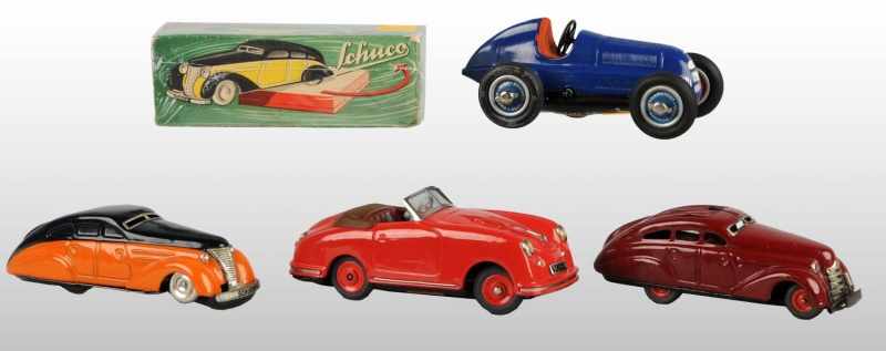 Appraisal: Lot of Tin Schuco Automobile Wind-Up Toys Description German Working