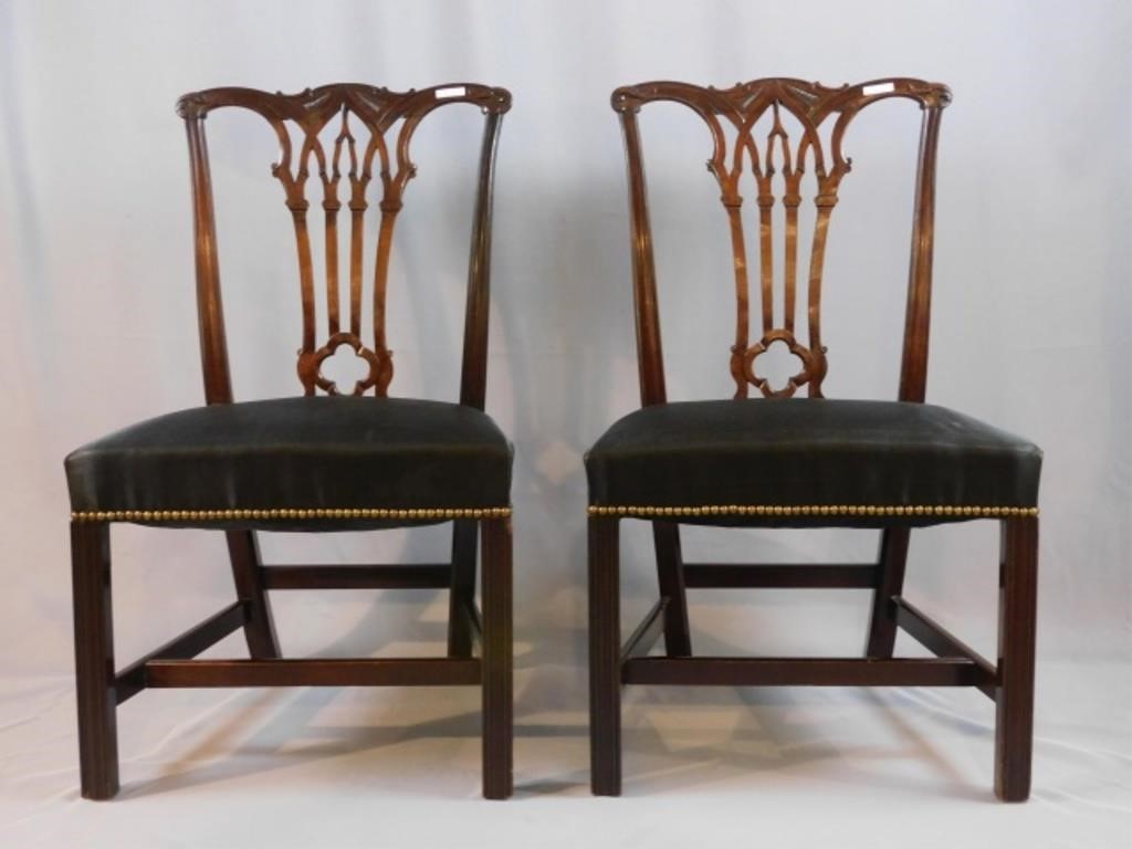 Appraisal: PAIR OF MAHOGANY CHIPPENDALE STYLE SIDE CHAIRS Late th century