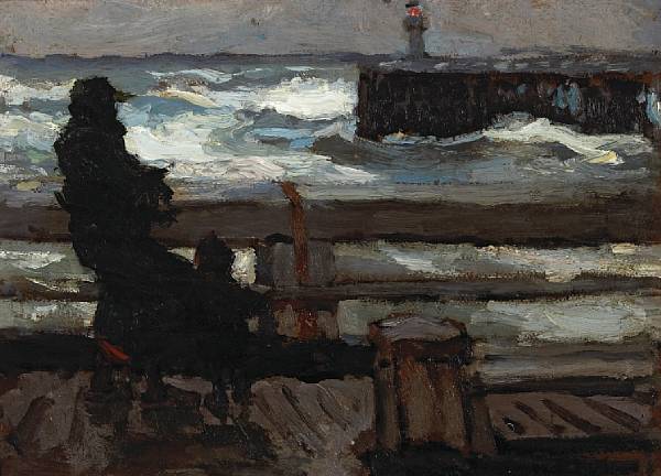 Appraisal: Armin Hansen - Looking Towards the Lighthouse signed 'Armin C