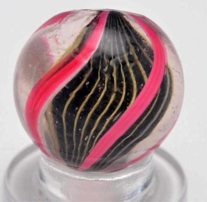 Appraisal: Rare Black Ribbon Swirl Marble Description Rare black ribbon with