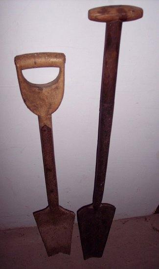 Appraisal: Two ditching shovels with high metal shafts