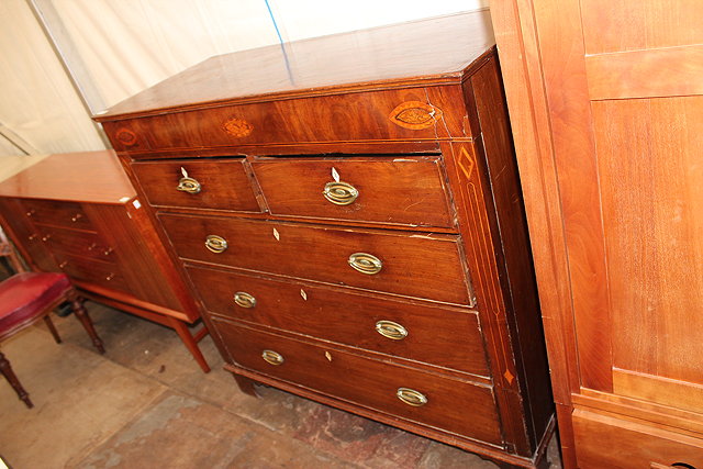 Appraisal: AN ANTIQUE MAHOGANY CHEST of short and long drawers top