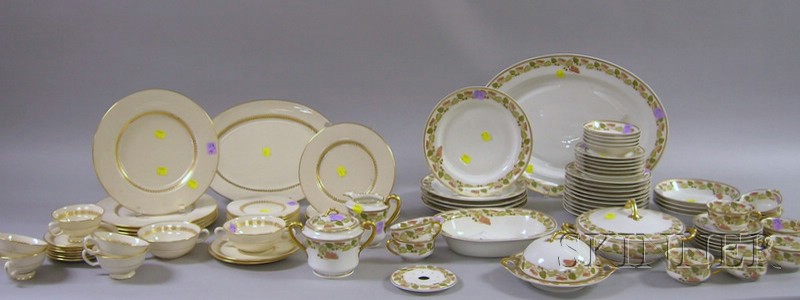 Appraisal: Fifty-one Piece Haviland Limoges Transfer Decorated Porcelain Partial Dinner Set