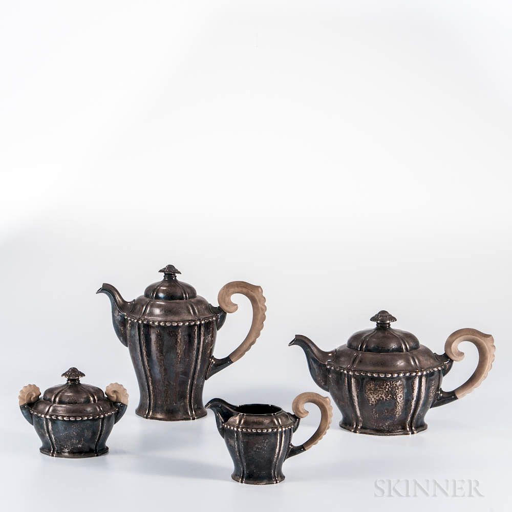 Appraisal: Four-piece German Silver Tea and Coffee Service Four-piece German Silver