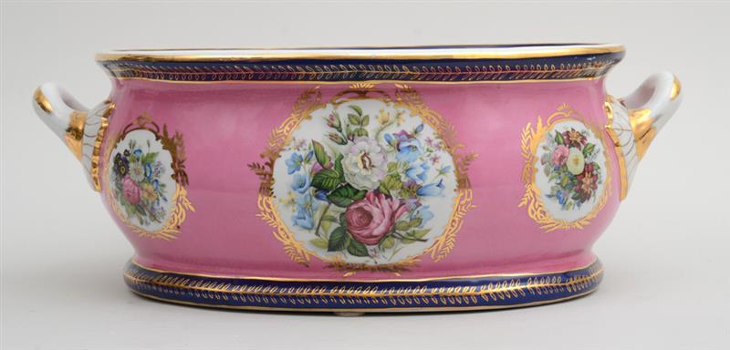 Appraisal: LIMOGES ROSE POMPADOUR-GROUND TRANSFER-PRINTED BASIN Marked 'Limoges China' with gilt