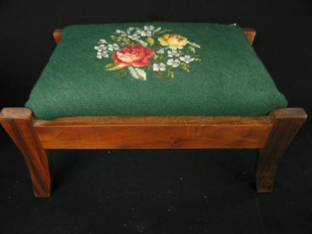 Appraisal: Needlepoint Mahogany Footstool x