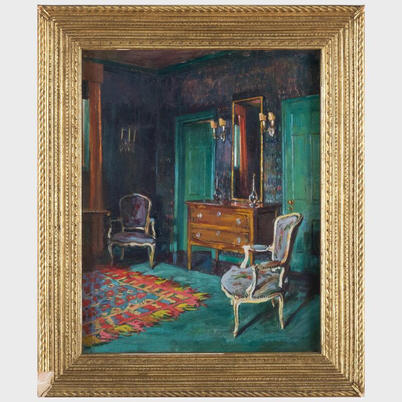 Appraisal: Felicie Waldo Howell - Little Bedroom Oil on canvasboard signed