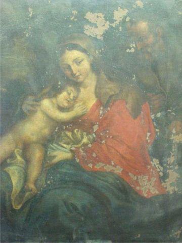 Appraisal: Unsigned Oil on Copper of Holy Family Size x Unframed