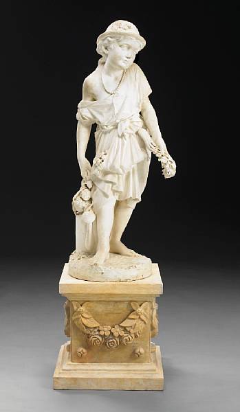 Appraisal: An American marble figure of a young maiden R H