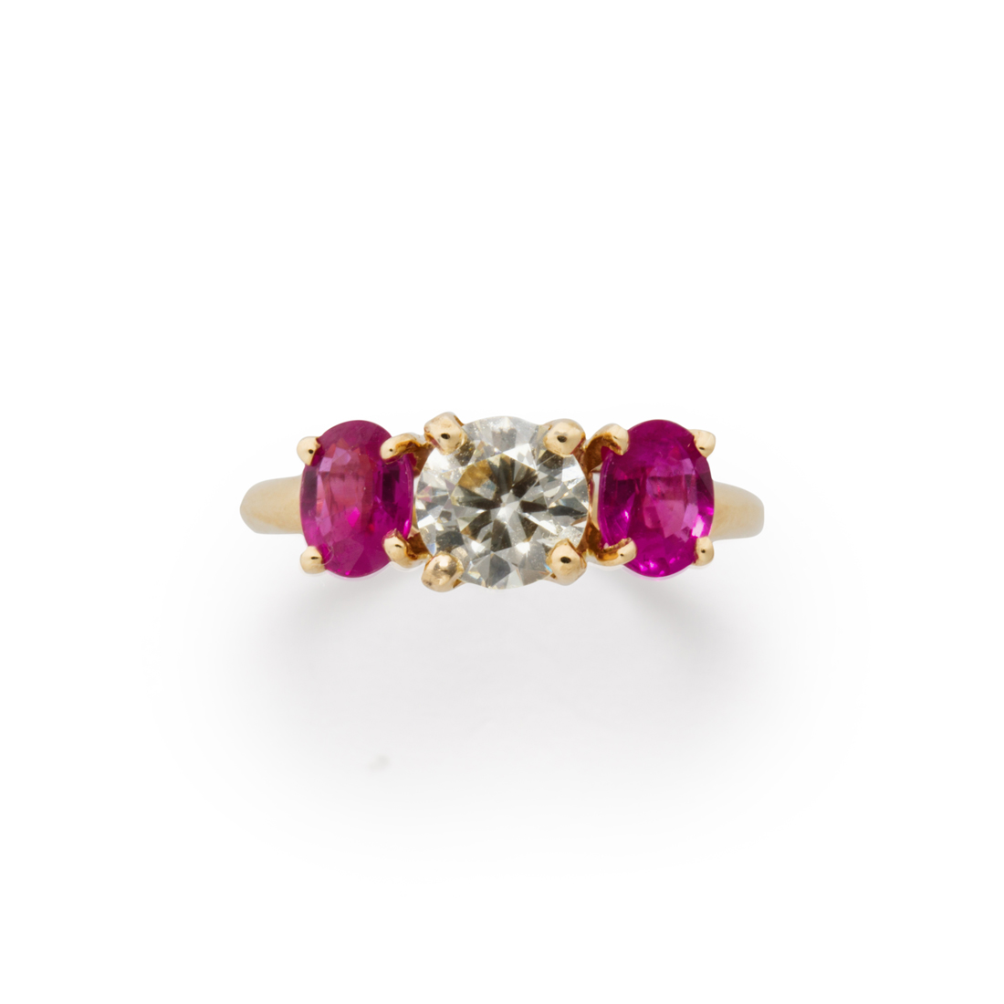 Appraisal: A DIAMOND RUBY AND FOURTEEN KARAT GOLD RING A diamond