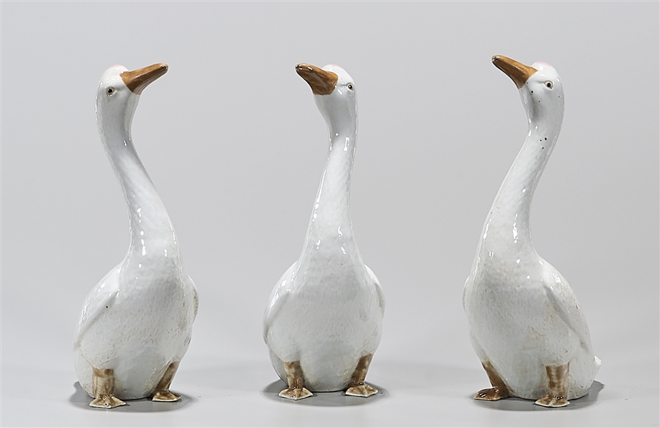 Appraisal: Group of three Chinese glazed porcelain ducks x x each