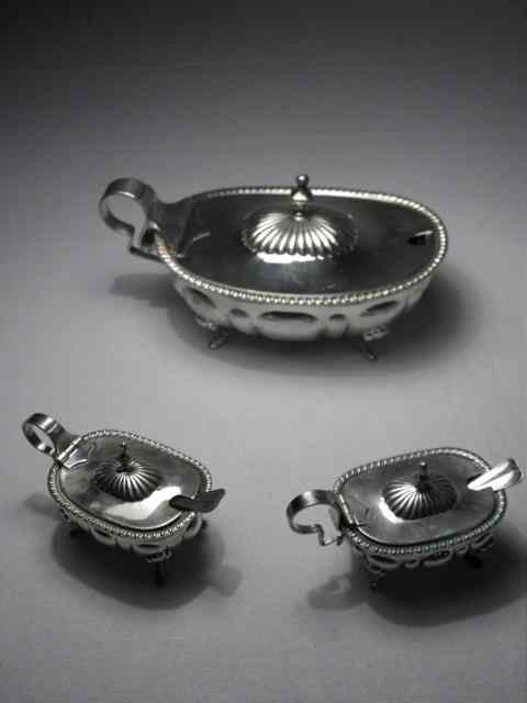 Appraisal: Lot of three Italian silver salt cellars Includes two small