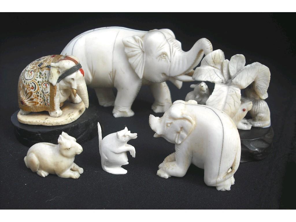 Appraisal: Six th century ivory figures and netsukes of animals