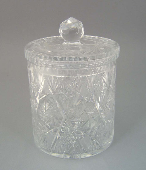 Appraisal: T G Hawkes Co cut glass covered biscuit jar signed