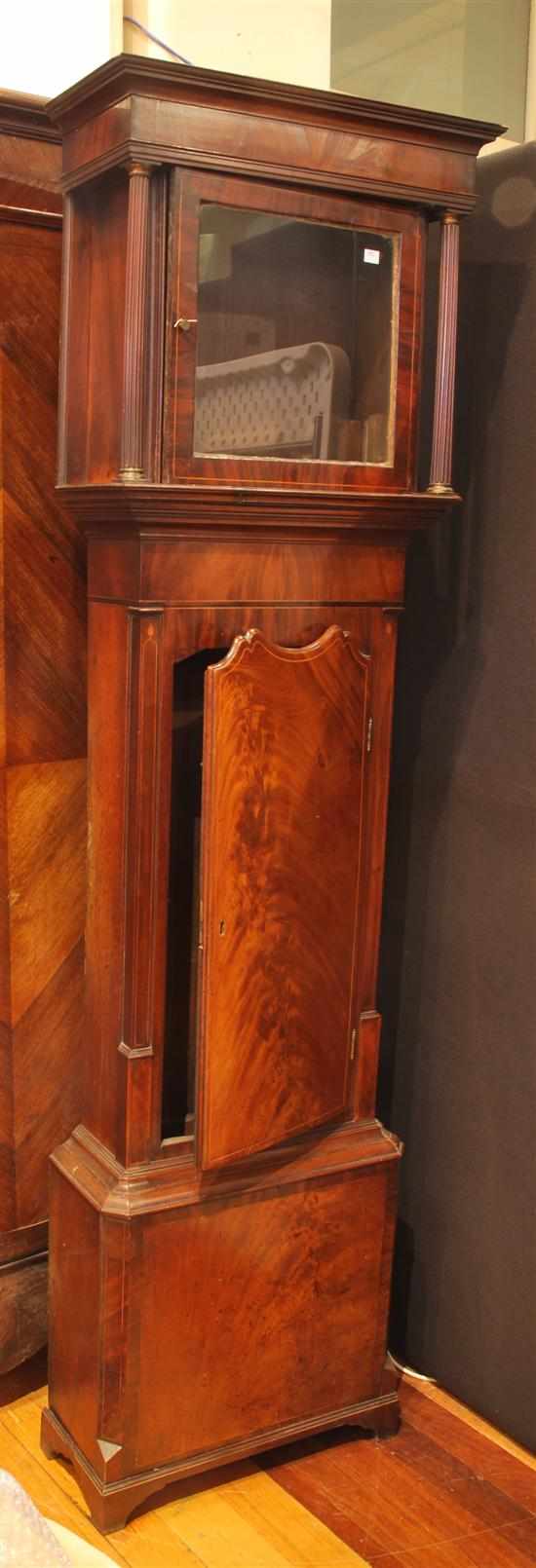 Appraisal: A George IV flame mahogany longcase clock Signed J Higginbotham