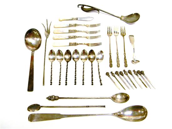 Appraisal: Assortment of mostly sterling utensils and serving implements pcs total