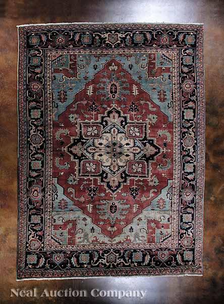 Appraisal: A Fine Persian Heriz Carpet salmon gray and azure ground