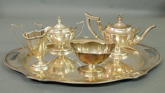 Appraisal: Gorham four-piece tea service Plymouth pattern c teapot x covered