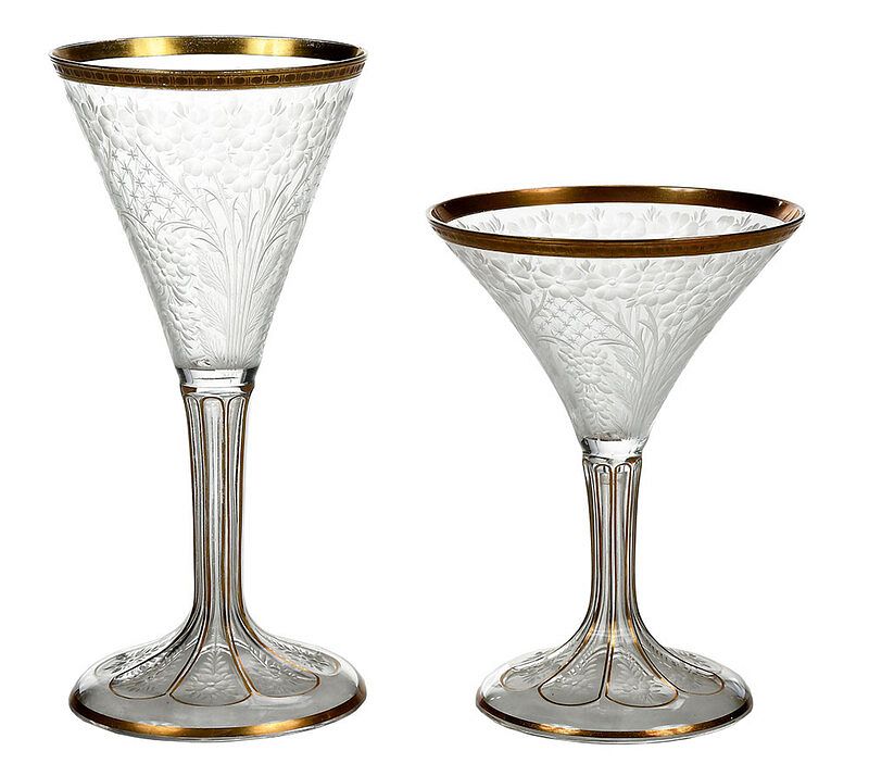 Appraisal: Pieces of Engraved Bohemian Style Stemware Continental th century possibly